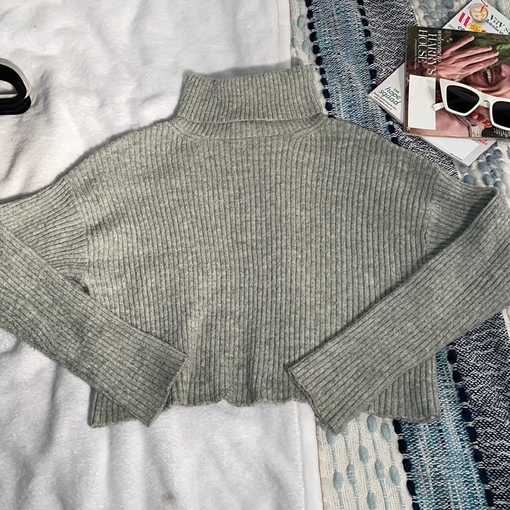 New Look Gray Ribbed‎ Turtleneck Sweater